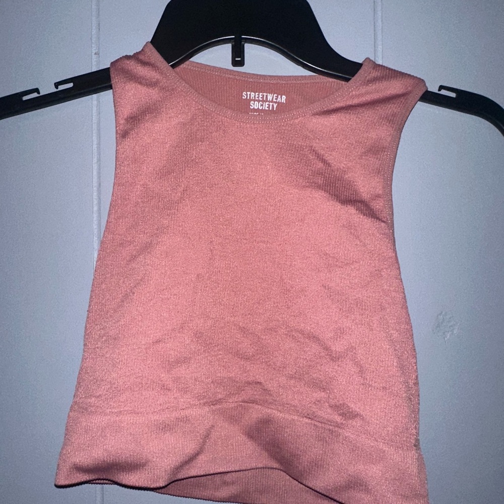Streetwear Society Asymmetrical Pink Crop Tank Top